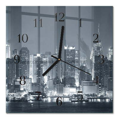 Glass wall clock square Night horizon