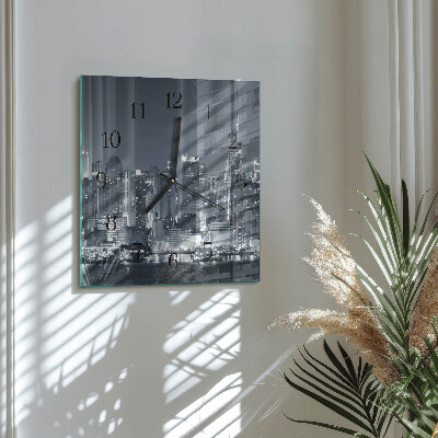 Glass wall clock square Night horizon