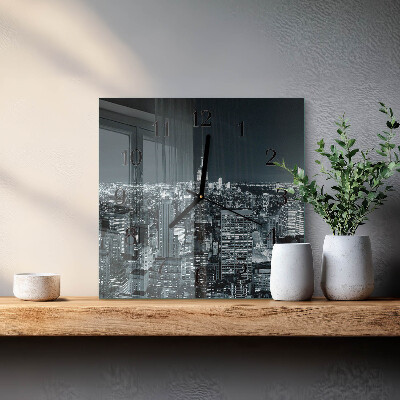 Square kitchen clock Night horizon