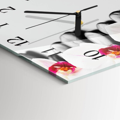 Square wall clock Stones and orchid