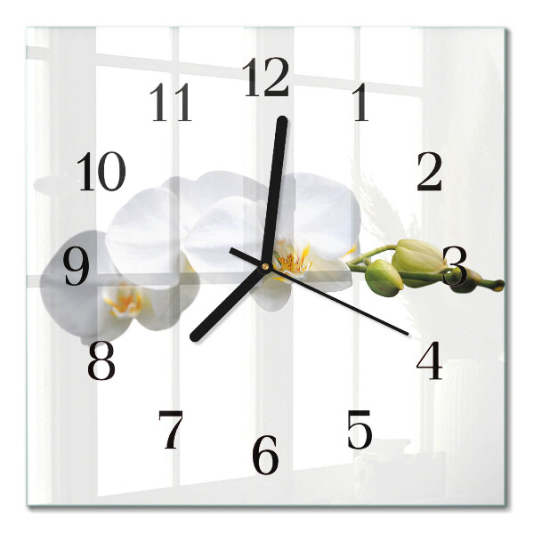 Glass wall clock square Orchid