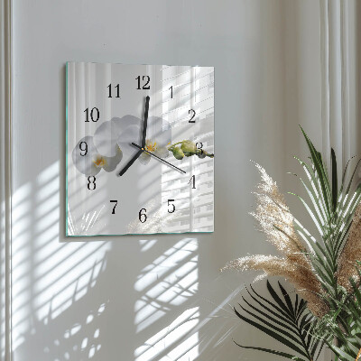 Glass wall clock square Orchid