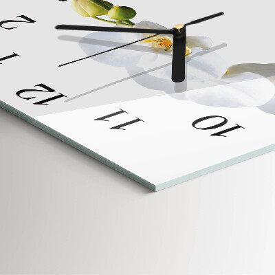 Glass wall clock square Orchid