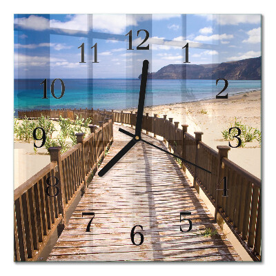 Glass clock square beach sea