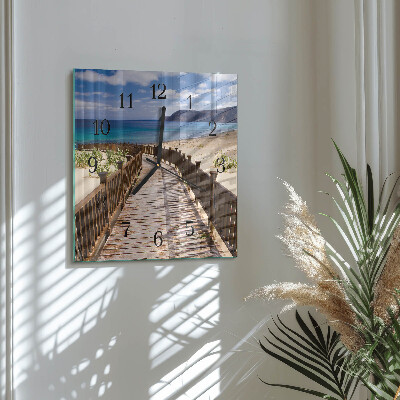 Glass clock square beach sea