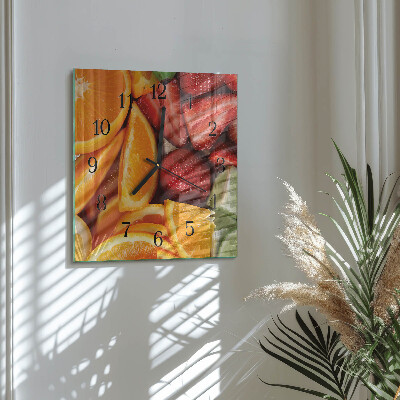 Glass wall clock square Fruit
