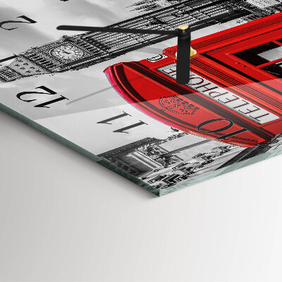 Square kitchen clock Red telephone booth