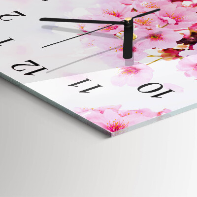Glass wall clock square Flowers