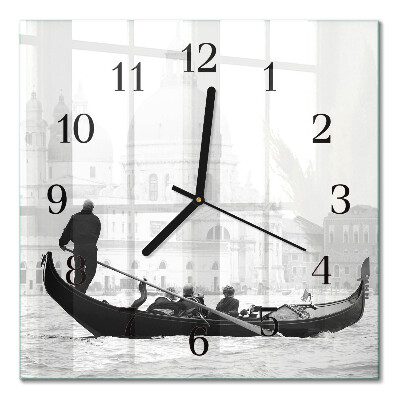 Glass clock square Venetian boat