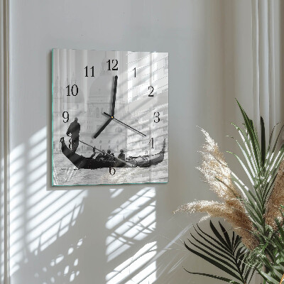 Glass clock square Venetian boat