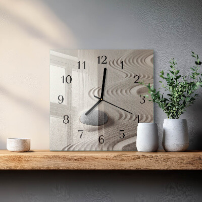 Glass wall clock square Stone sand