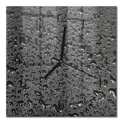 Glass clock square Drops of water