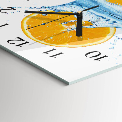 Glass clock square Orange water