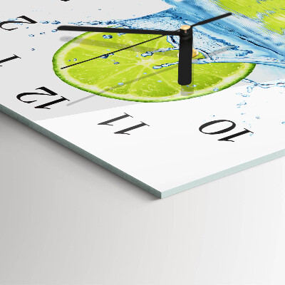 Glass clock square Water with lime