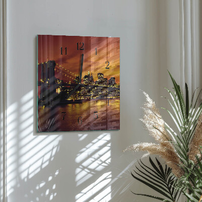 Square wall clock Horizontal bridge