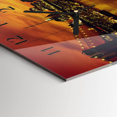 Square wall clock Horizontal bridge