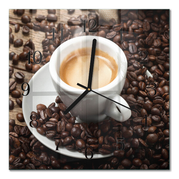 Square wall clock A cup of coffee