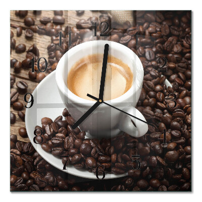 Square wall clock A cup of coffee