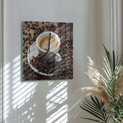 Square wall clock A cup of coffee
