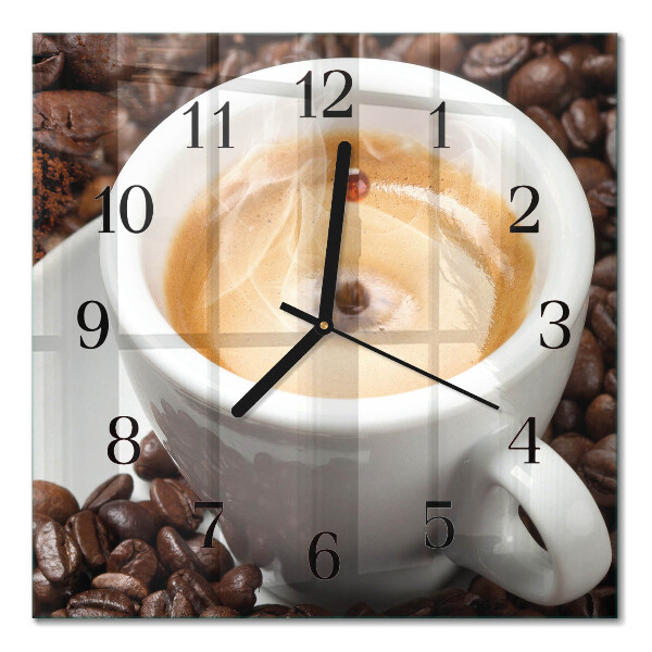 Square kitchen clock A cup of coffee
