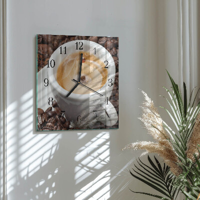 Square kitchen clock A cup of coffee