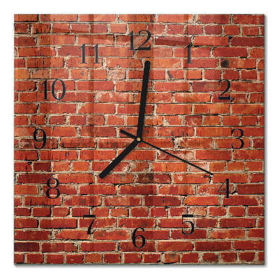 Glass clock square Brick wall