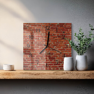 Glass clock square Brick wall