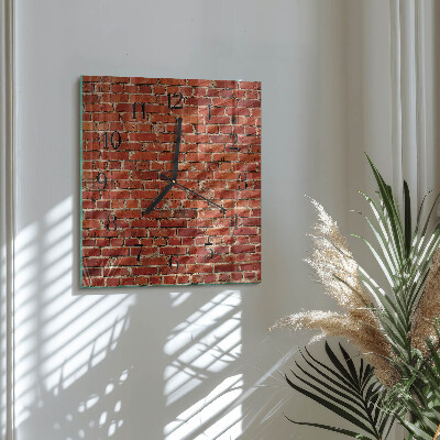 Glass clock square Brick wall