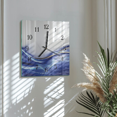 Square kitchen clock Abstract lines