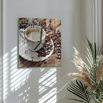 Square kitchen clock A cup of coffee