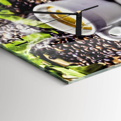 Glass clock square A cup of coffee