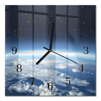 Glass wall clock square Earth's Universe