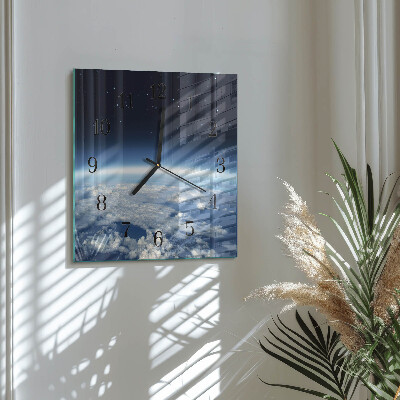 Glass wall clock square Earth's Universe