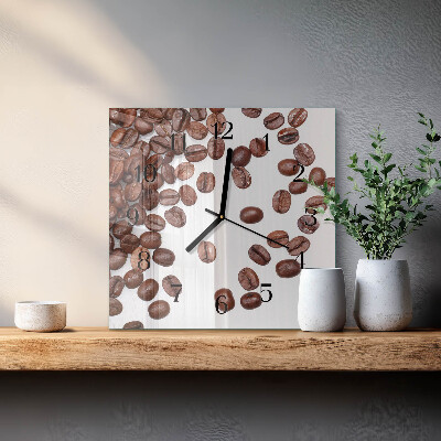 Glass wall clock square Coffee beans