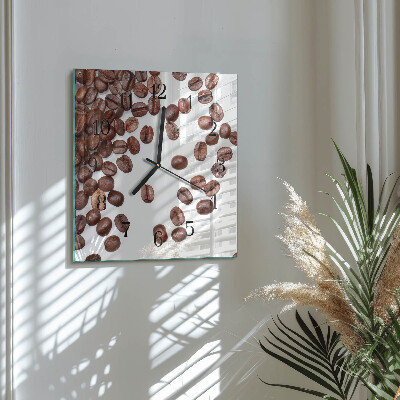 Glass wall clock square Coffee beans
