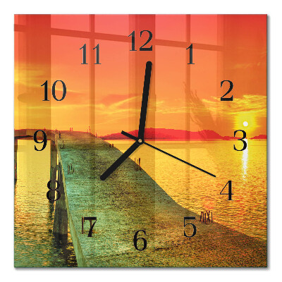 Glass wall clock square Bridge
