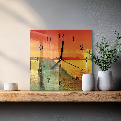 Glass wall clock square Bridge