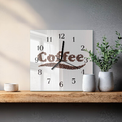 Glass clock square Coffee 