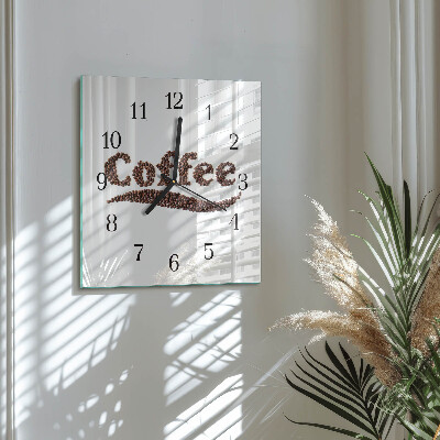 Glass clock square Coffee 