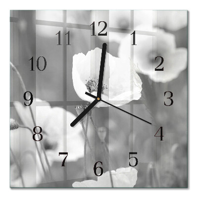 Square wall clock Poppies