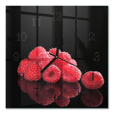 Glass wall clock square Raspberries
