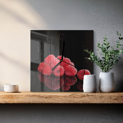 Glass wall clock square Raspberries