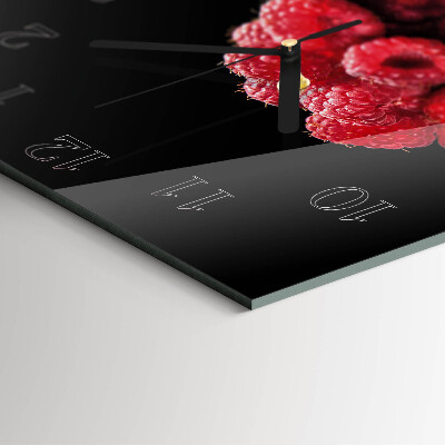 Glass wall clock square Raspberries