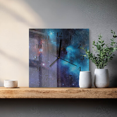 Glass wall clock square Starry sky