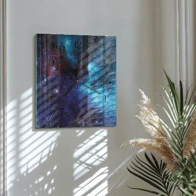Glass wall clock square Starry sky