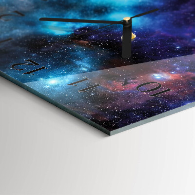 Glass wall clock square Starry sky