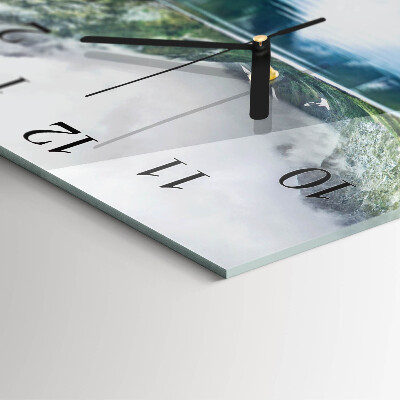 Square wall clock Mountain lake