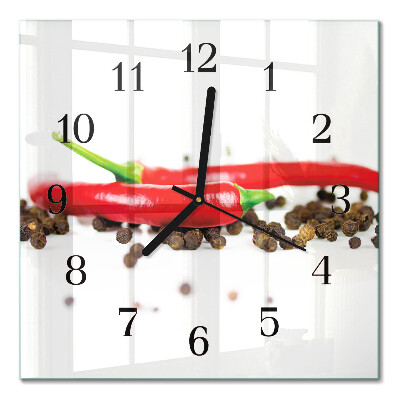 Glass wall clock square Peppercorns