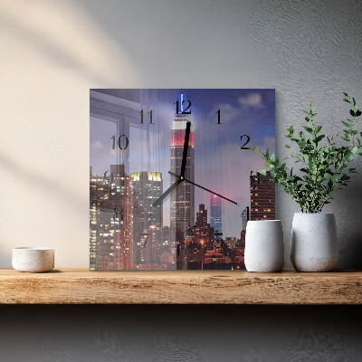 Glass wall clock square Horizon