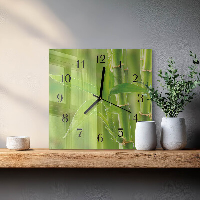 Glass clock square Bamboo
